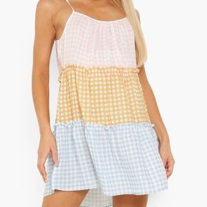 Boohoo summer maternity Gingham Tiered Smock Dress